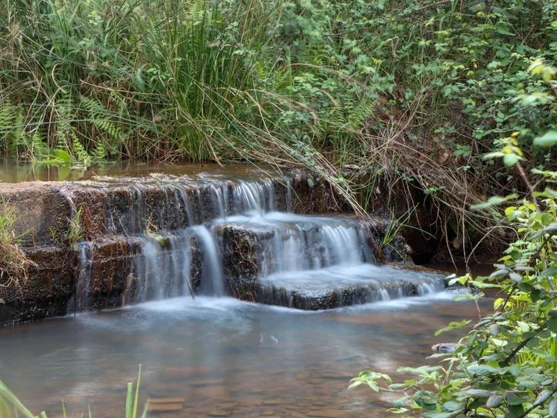 Water flowing over rocks